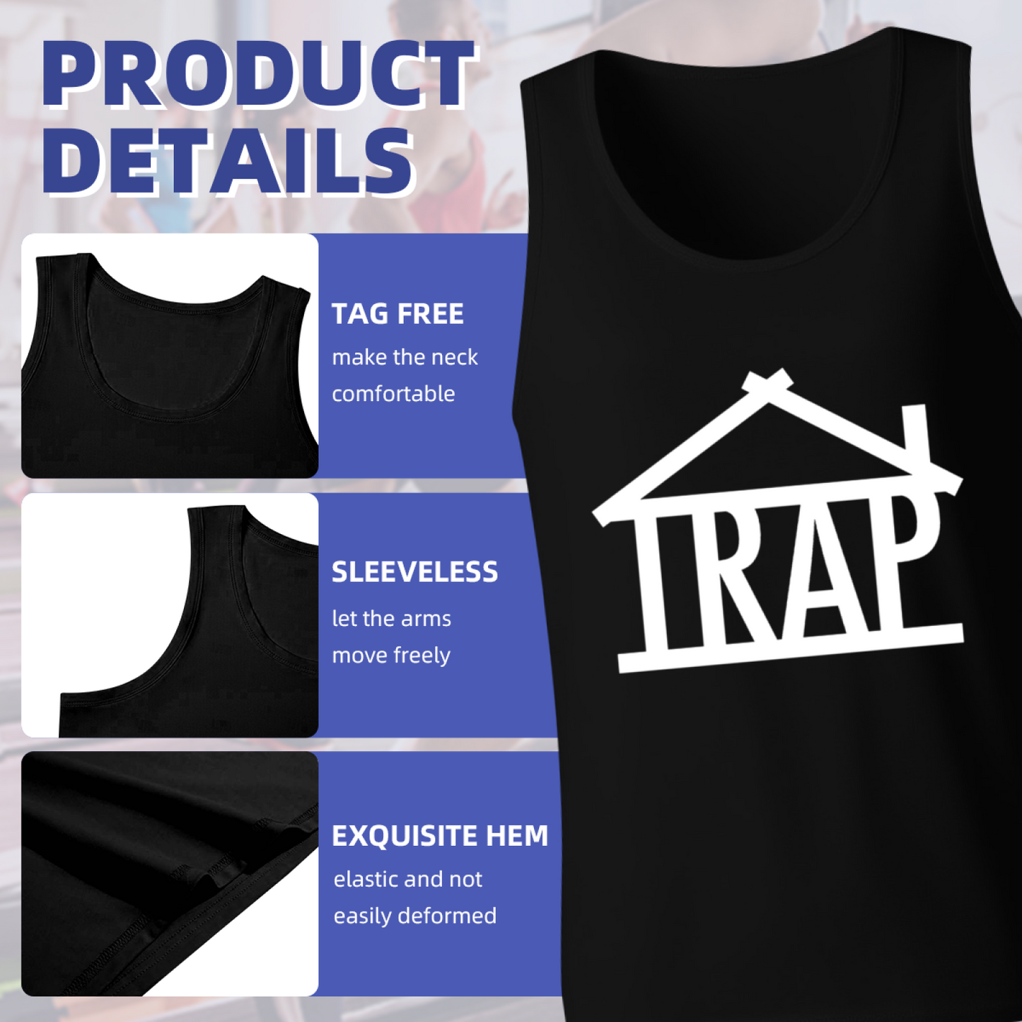 Trap House Hip Hop Minimal White Logo Street Tank Top