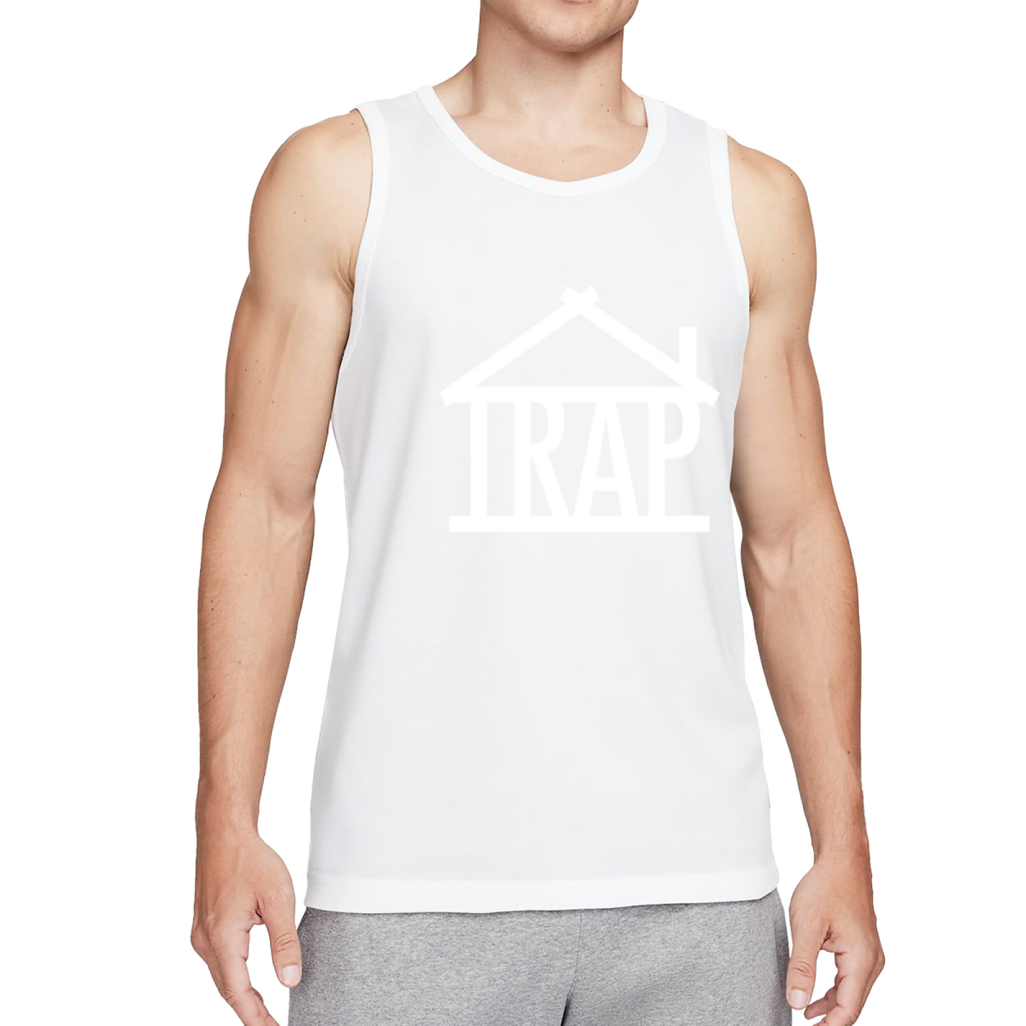 Trap House Hip Hop Minimal White Logo Street Tank Top