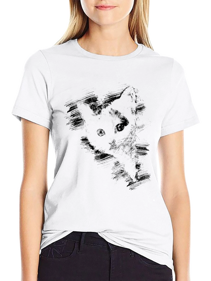 Mens Black Cat Sketch Graphic Tee