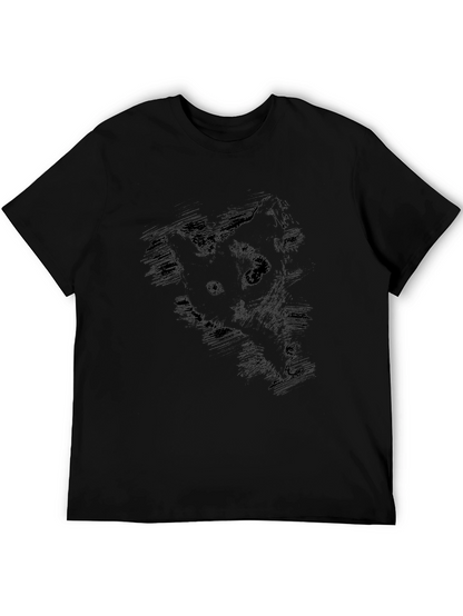 Mens Black Cat Sketch Graphic Tee