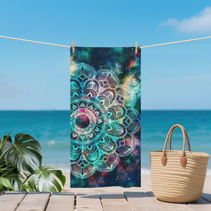 Cosmic Galaxy Mandala Boho Beach Towel, Soft Touch, Breathable and Powerful Water Absorbing Performance