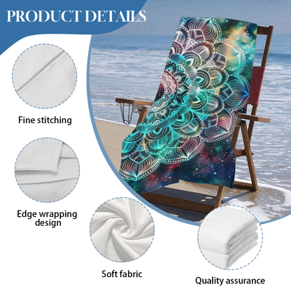 Cosmic Galaxy Mandala Boho Beach Towel, Soft Touch, Breathable and Powerful Water Absorbing Performance
