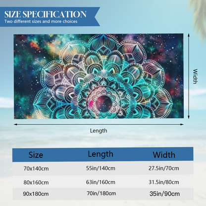 Cosmic Galaxy Mandala Boho Beach Towel, Soft Touch, Breathable and Powerful Water Absorbing Performance