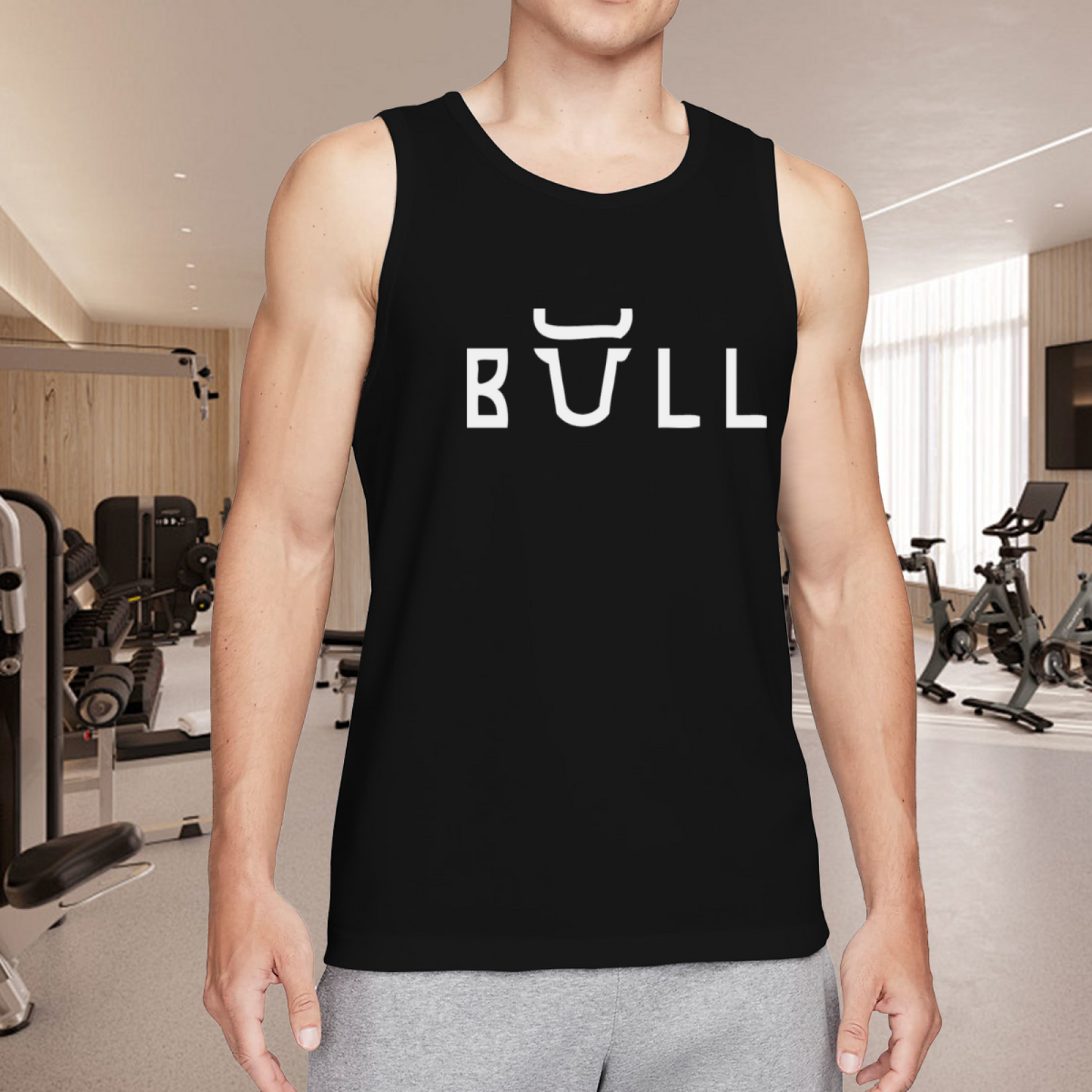 Minimal Bull Horn Typography Simple Streetwear Tank Top