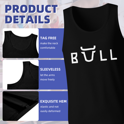 Minimal Bull Horn Typography Simple Streetwear Tank Top