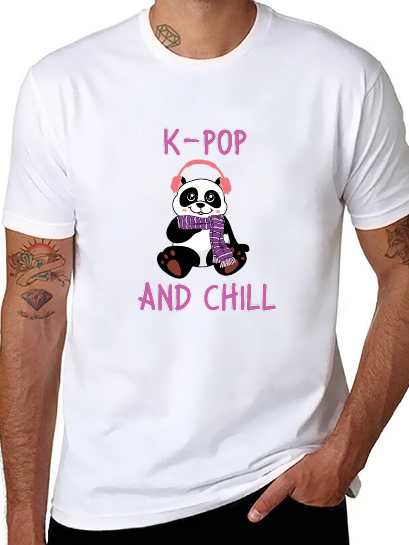 K-Pop and Chill Panda T-Shirt - Fun Music Tee