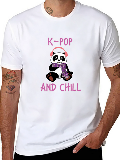 K-Pop and Chill Panda T-Shirt - Fun Music Tee