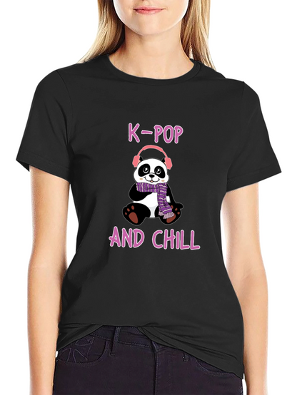 K-Pop and Chill Panda T-Shirt - Fun Music Tee