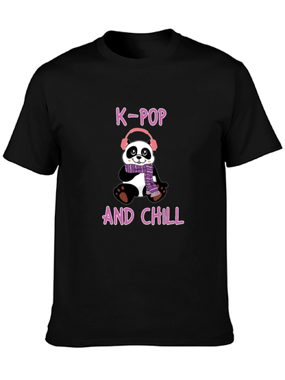 K-Pop and Chill Panda T-Shirt - Fun Music Tee