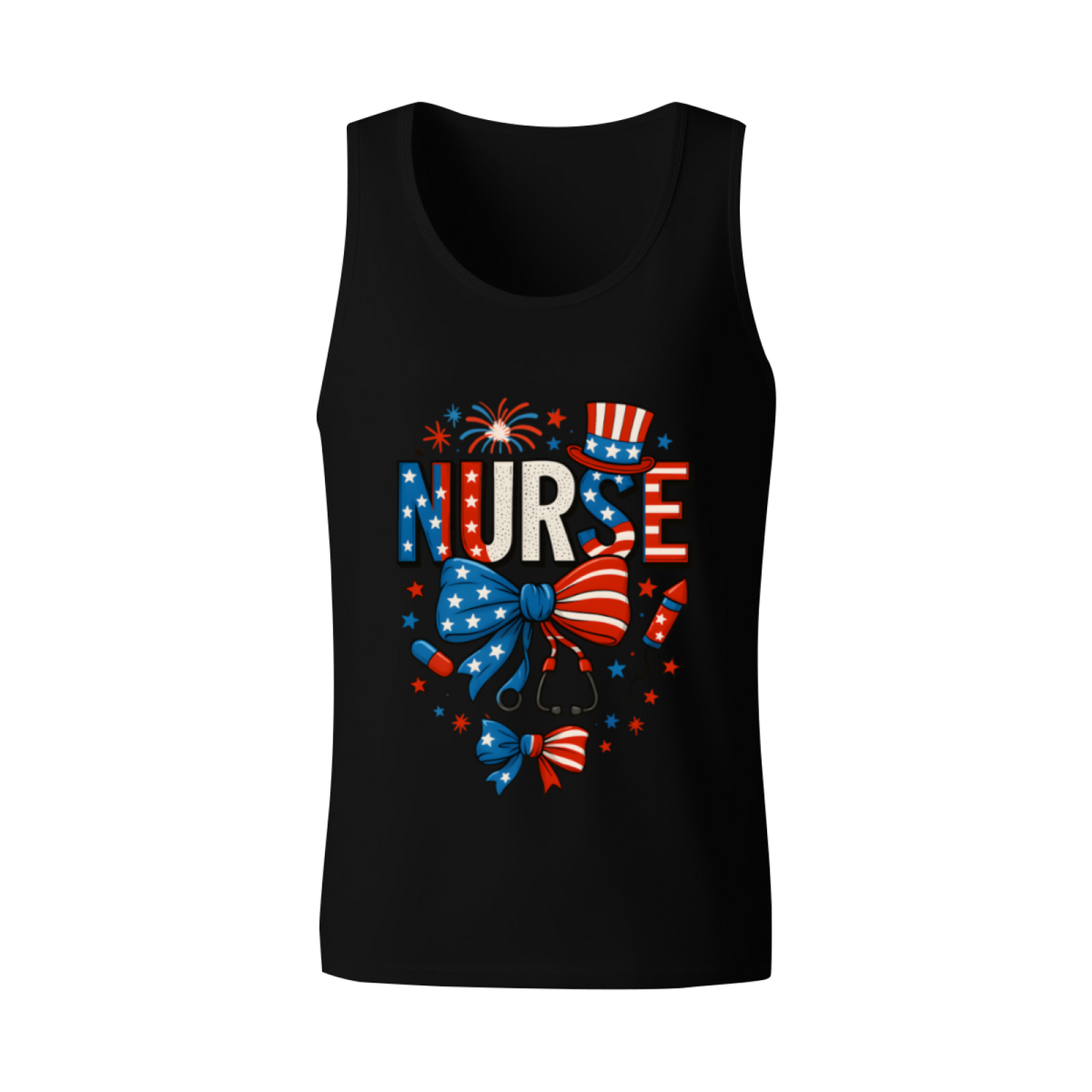 Patriotic USA Flag Nurse 4th Of July Medical Worker Tank Top
