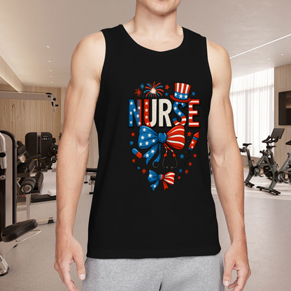 Patriotic USA Flag Nurse 4th Of July Medical Worker Tank Top