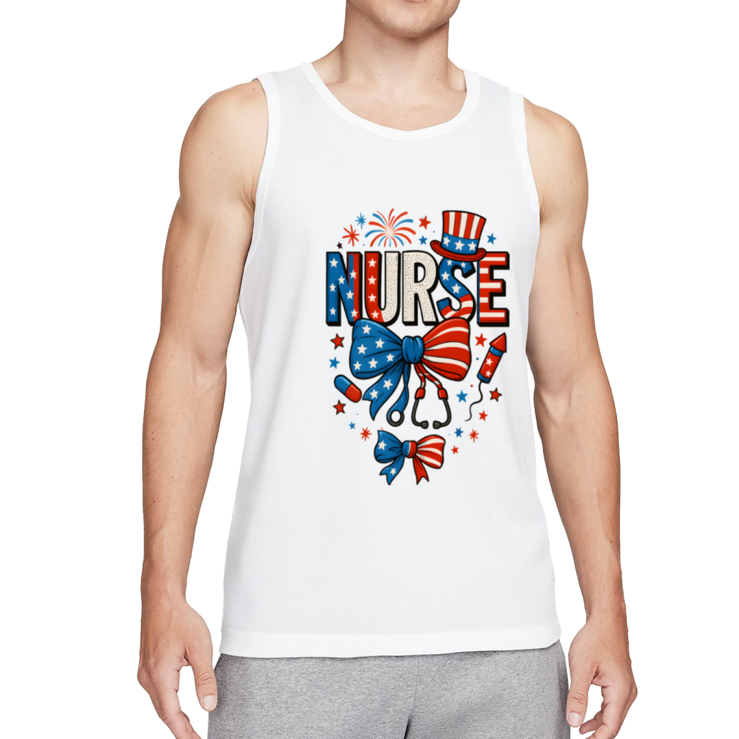 Patriotic USA Flag Nurse 4th Of July Medical Worker Tank Top