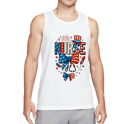 Patriotic USA Flag Nurse 4th Of July Medical Worker Tank Top