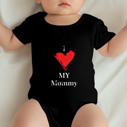 I Love My Mommy Sketch Red Heart Sweet Baby Onesie