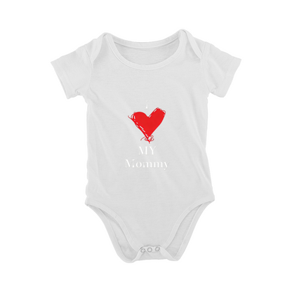 I Love My Mommy Sketch Red Heart Sweet Baby Onesie