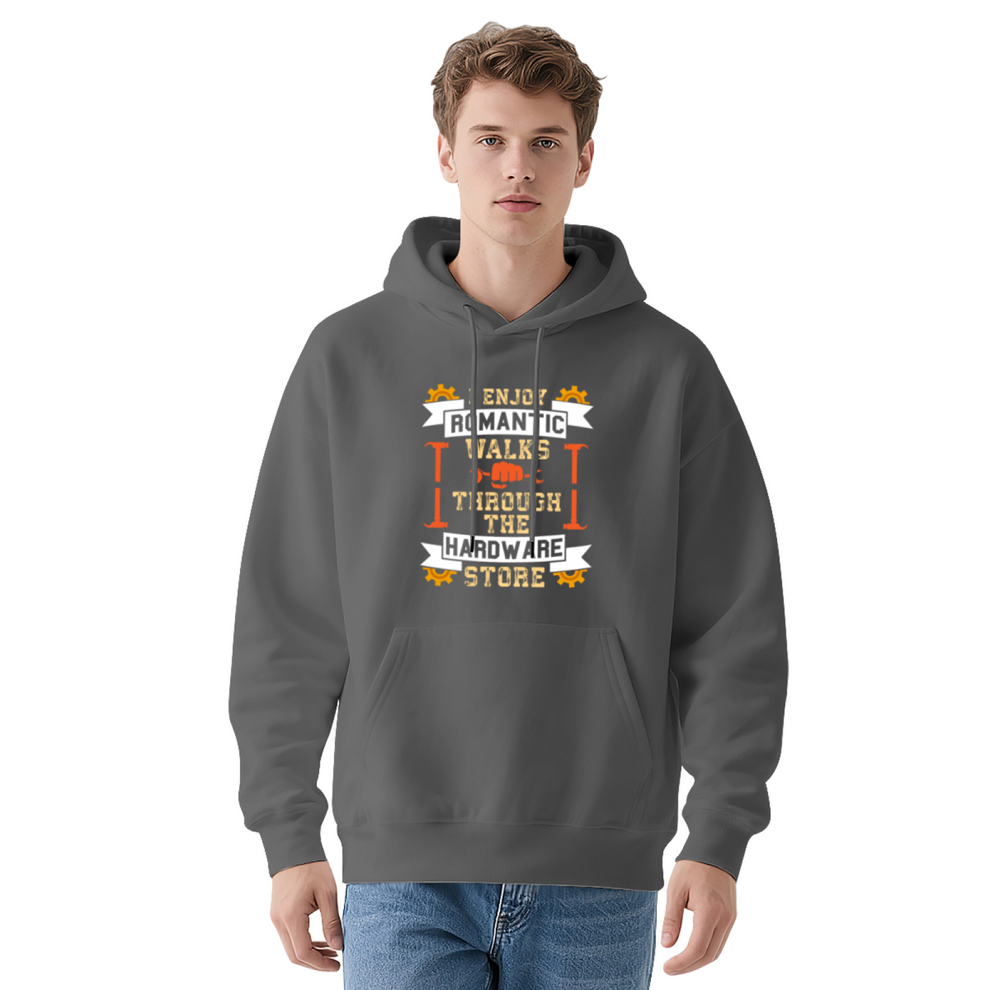 Hardware Store Lover Vintage Text Hoodie, Relaxed Comfortable Cut