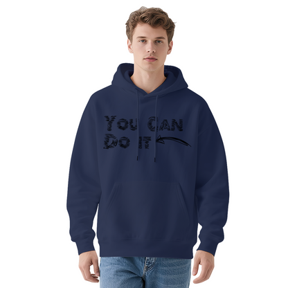 Motivational You Can Do It Zebra Text White Hoodie, Unisex Super Comfort Pullover