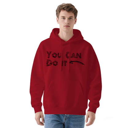 Motivational You Can Do It Zebra Text White Hoodie, Unisex Super Comfort Pullover