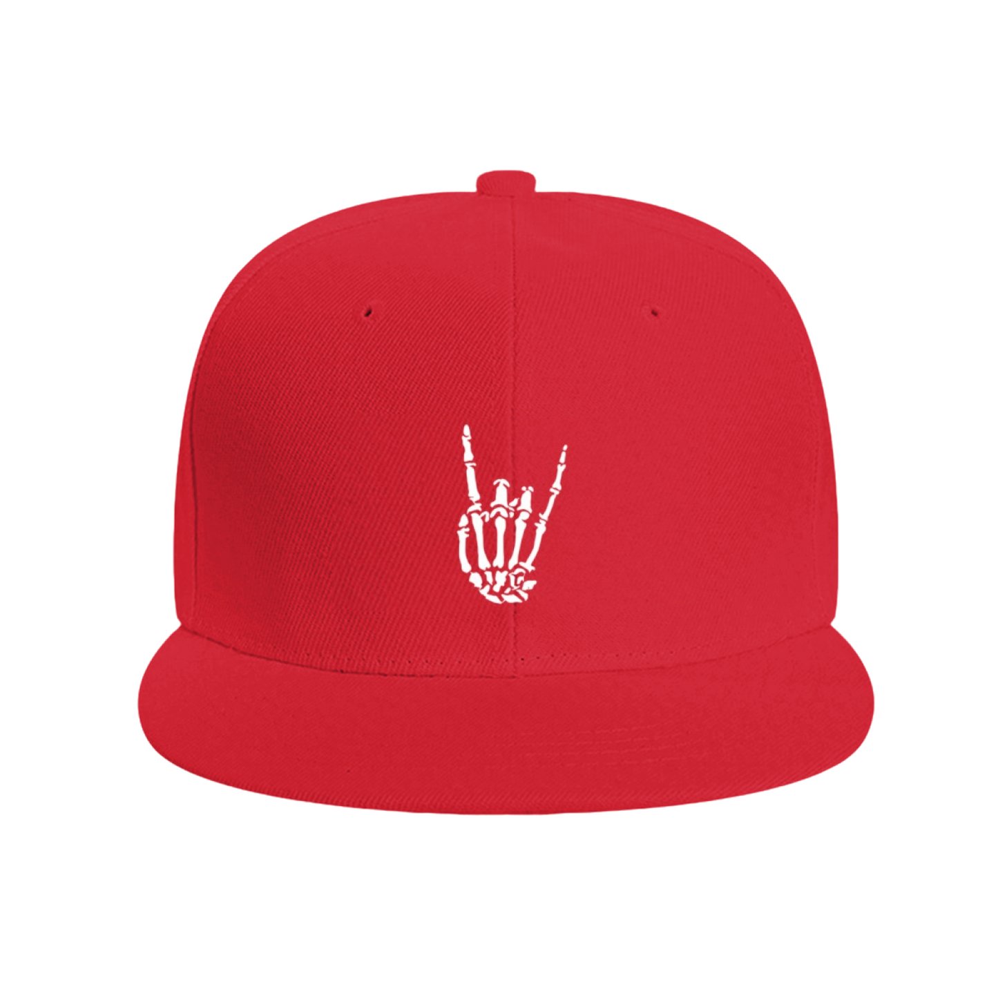 Skeleton Rock On Hand Bone Print Flat Brim Sun Hat, Metal Punk Music Hip Hop Cap
