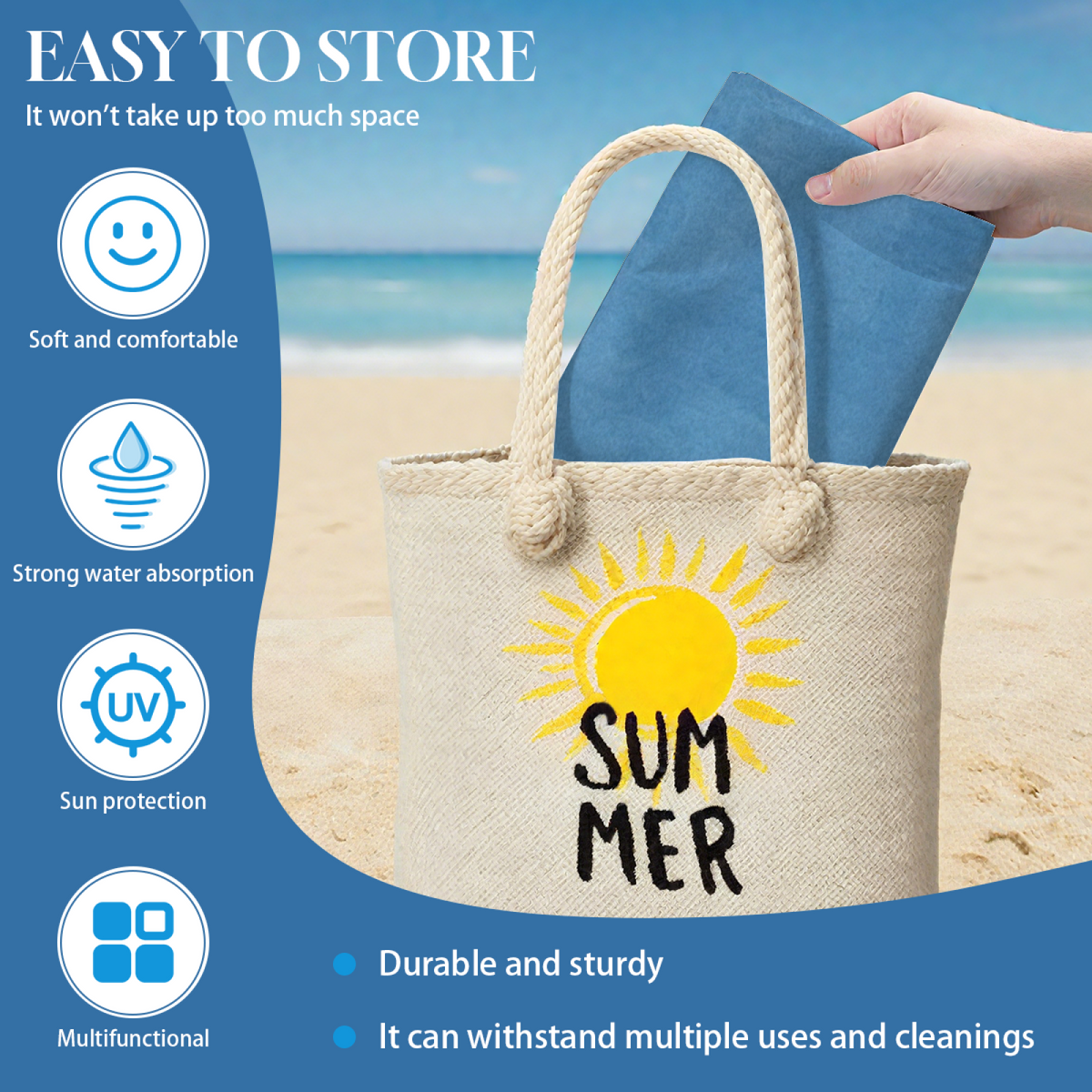 Solid Sky Blue Plain Beach Towel, Extra Smooth & Instantly Absorbent, Diverse Length Specs Offer All?Day Cozy After Swimming & Showering