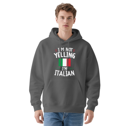 I¡¯m Not Yelling I¡¯m Italian Flag Graphic Men Hoodie, Soft Casual Wear