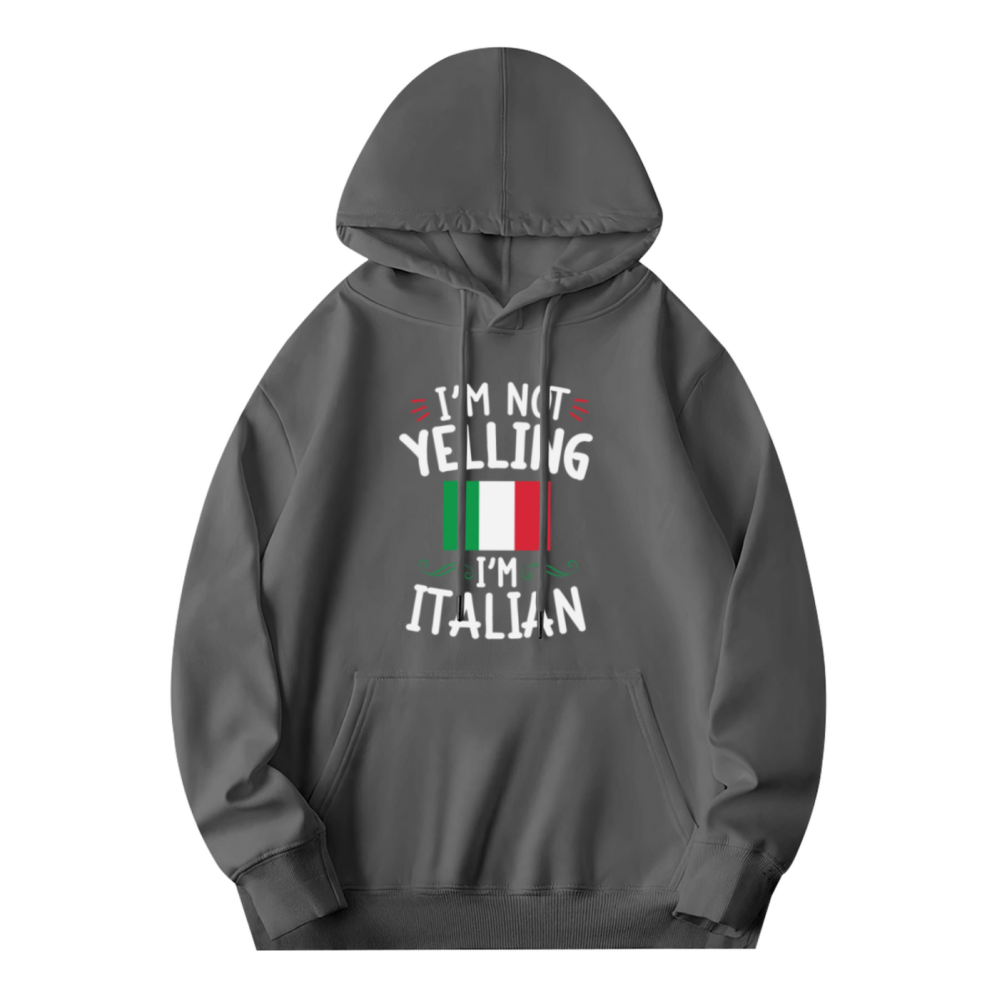 I¡¯m Not Yelling I¡¯m Italian Flag Graphic Men Hoodie, Soft Casual Wear