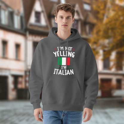 I¡¯m Not Yelling I¡¯m Italian Flag Graphic Men Hoodie, Soft Casual Wear