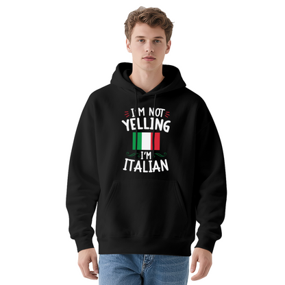 I¡¯m Not Yelling I¡¯m Italian Flag Graphic Men Hoodie, Soft Casual Wear