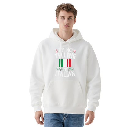 I¡¯m Not Yelling I¡¯m Italian Flag Graphic Men Hoodie, Soft Casual Wear