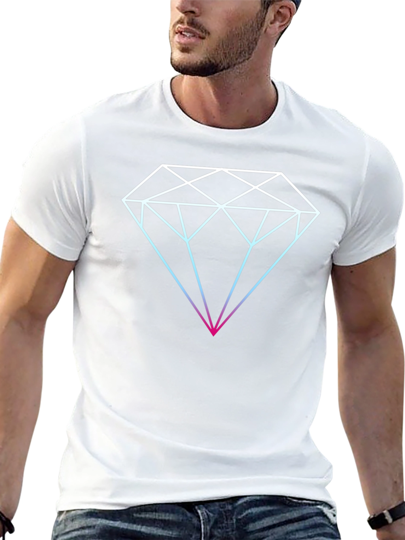 Geometric Diamond Graphic T-Shirt - Mens Black Tee