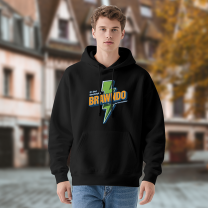 Brawindo Lightning Vintage Print Soft Hoodie, Men Trendy Pullover