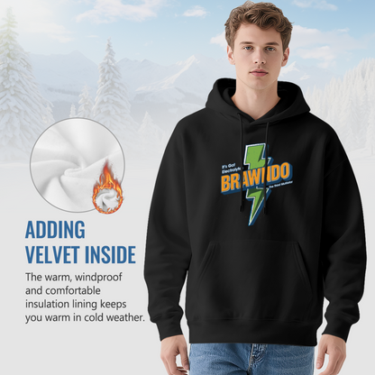 Brawindo Lightning Vintage Print Soft Hoodie, Men Trendy Pullover