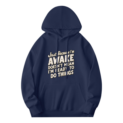 Lazy Mood Slogan Navy Hoodie, Ultra Comfort Daily Hooded Top
