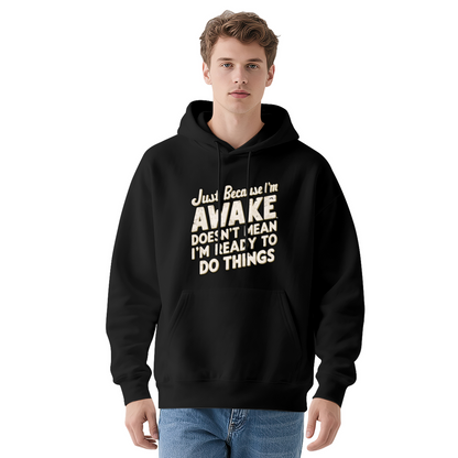 Lazy Mood Slogan Navy Hoodie, Ultra Comfort Daily Hooded Top