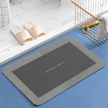 Minimalist IDEALISTS Grey Silicone Diatom Mat | Simple Neutral Bathroom Absorbent Rug