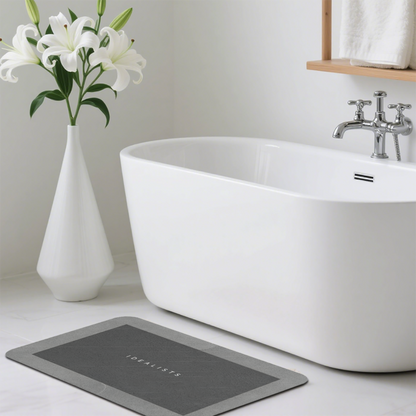 Minimalist IDEALISTS Grey Silicone Diatom Mat | Simple Neutral Bathroom Absorbent Rug