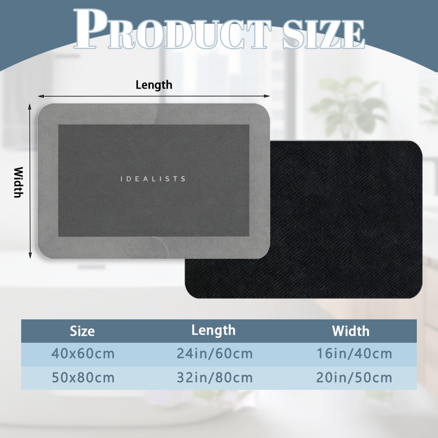 Minimalist IDEALISTS Grey Silicone Diatom Mat | Simple Neutral Bathroom Absorbent Rug