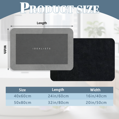 Minimalist IDEALISTS Grey Silicone Diatom Mat | Simple Neutral Bathroom Absorbent Rug