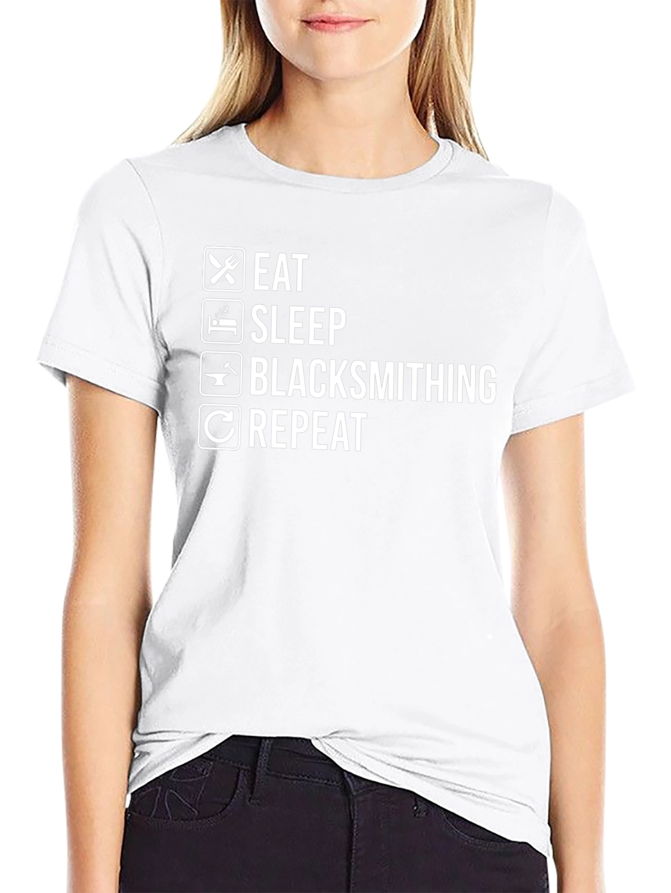 Eat Sleep Blacksmithing Repeat Black T-Shirt