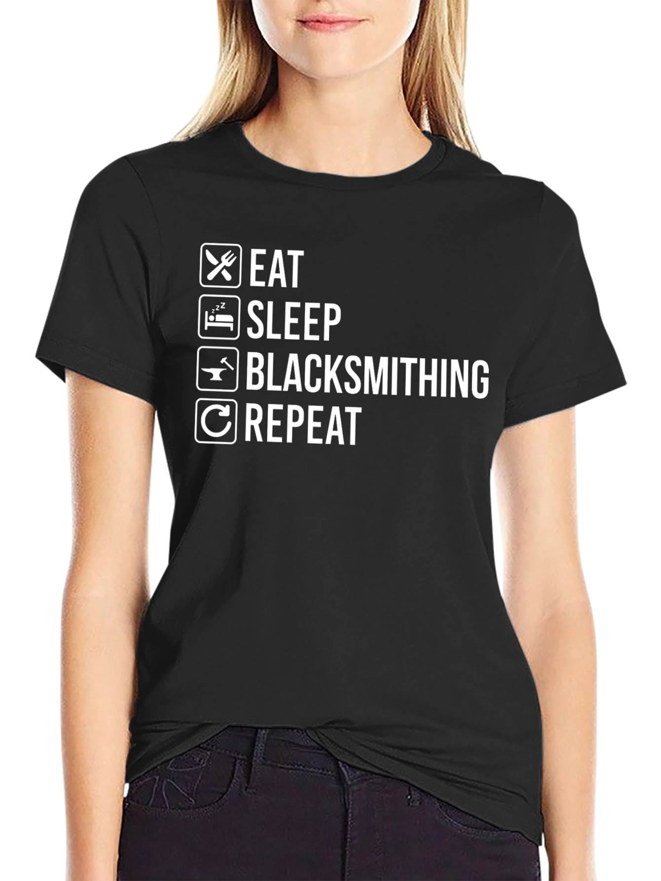 Eat Sleep Blacksmithing Repeat Black T-Shirt