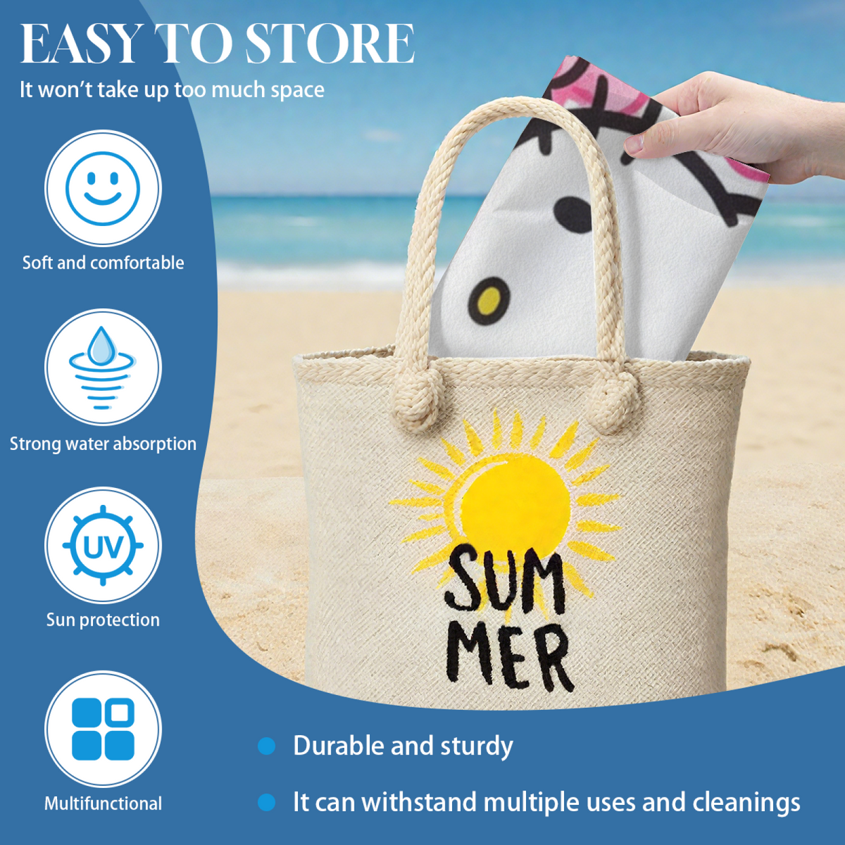 Classic Bow Pattern Hello Kitty White Base Cartoon Beach Towel, Multi Length Choices, Skin?Friendly Soft, Rapid Water Absorbing & Lovely Comfort for Girls Swimming Activities