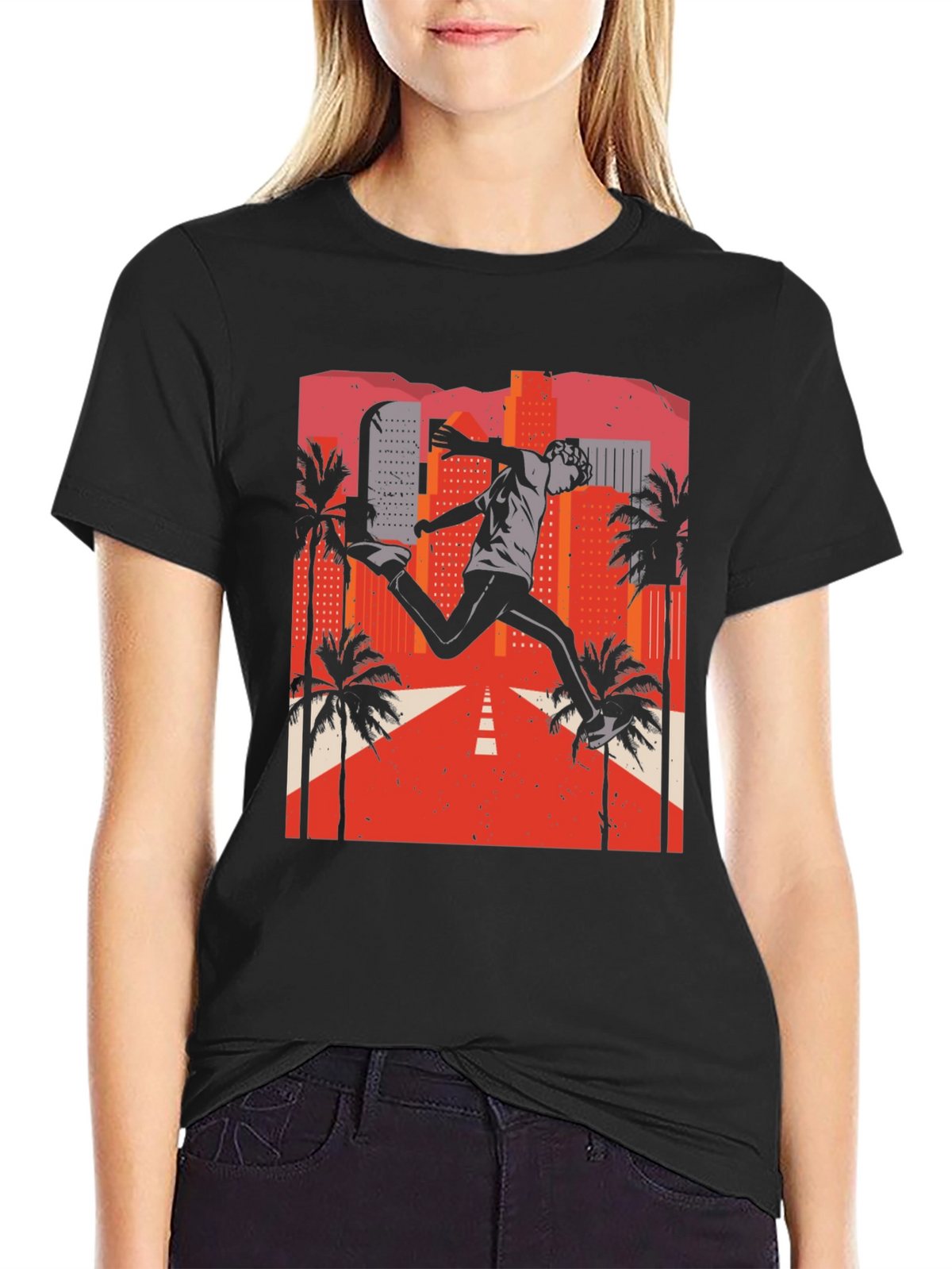 Retro City Jumper Black T-Shirt