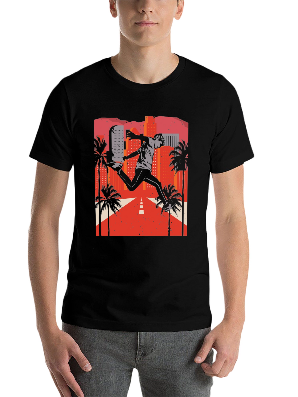 Retro City Jumper Black T-Shirt