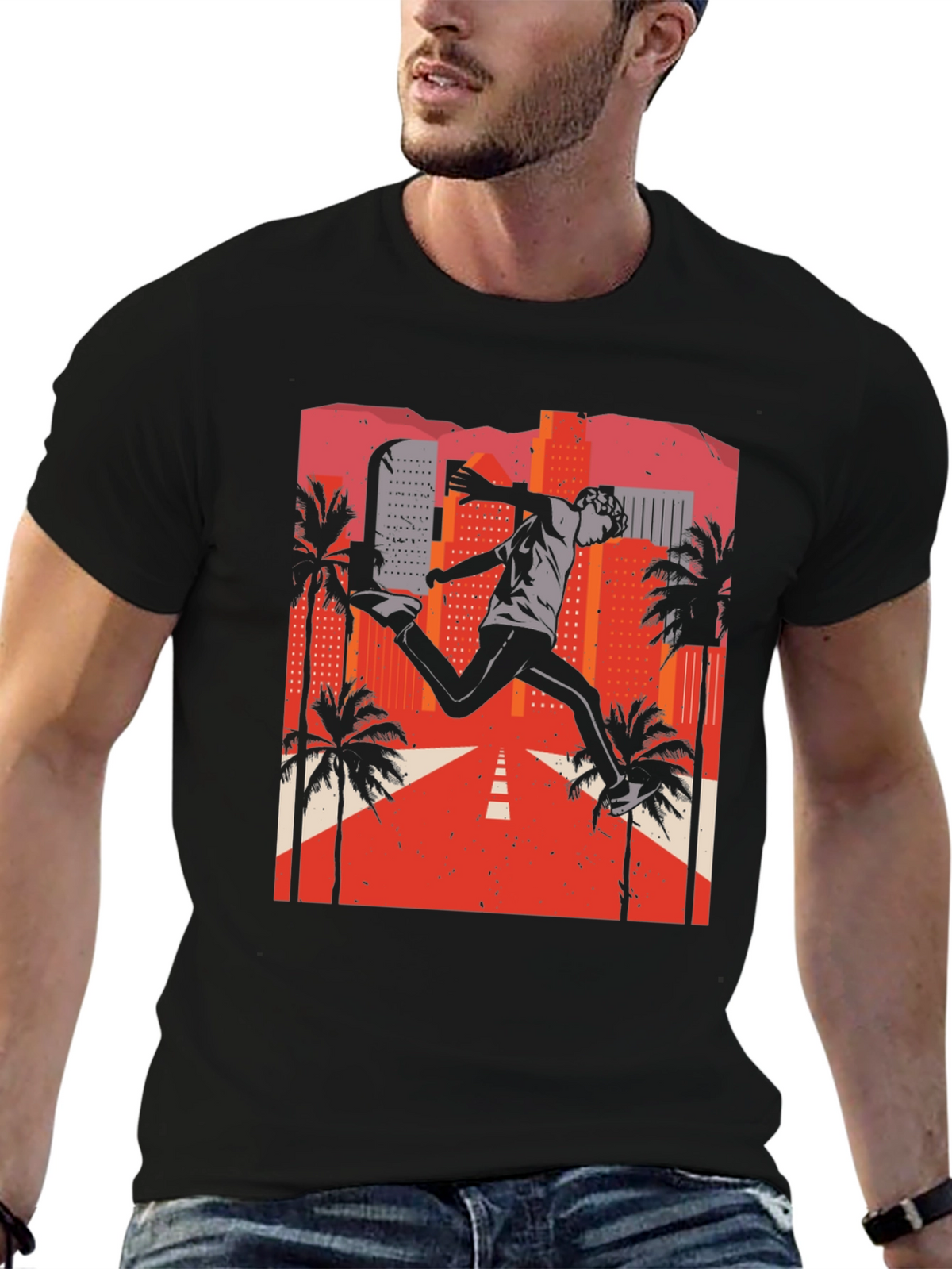 Retro City Jumper Black T-Shirt