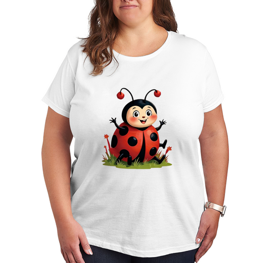 Adorable Cartoon Ladybug Cute Plus Size Graphic Tee