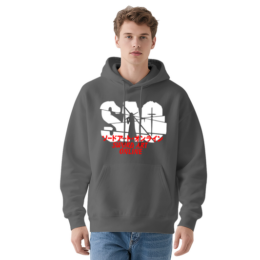 SAO Sword Art Online Anime Gray Hoodie, Unisex Loose Comfort Sweatshirt