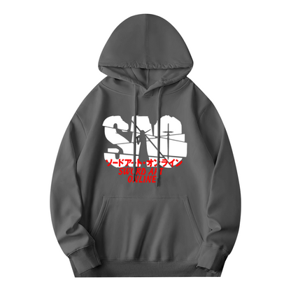 SAO Sword Art Online Anime Gray Hoodie, Unisex Loose Comfort Sweatshirt