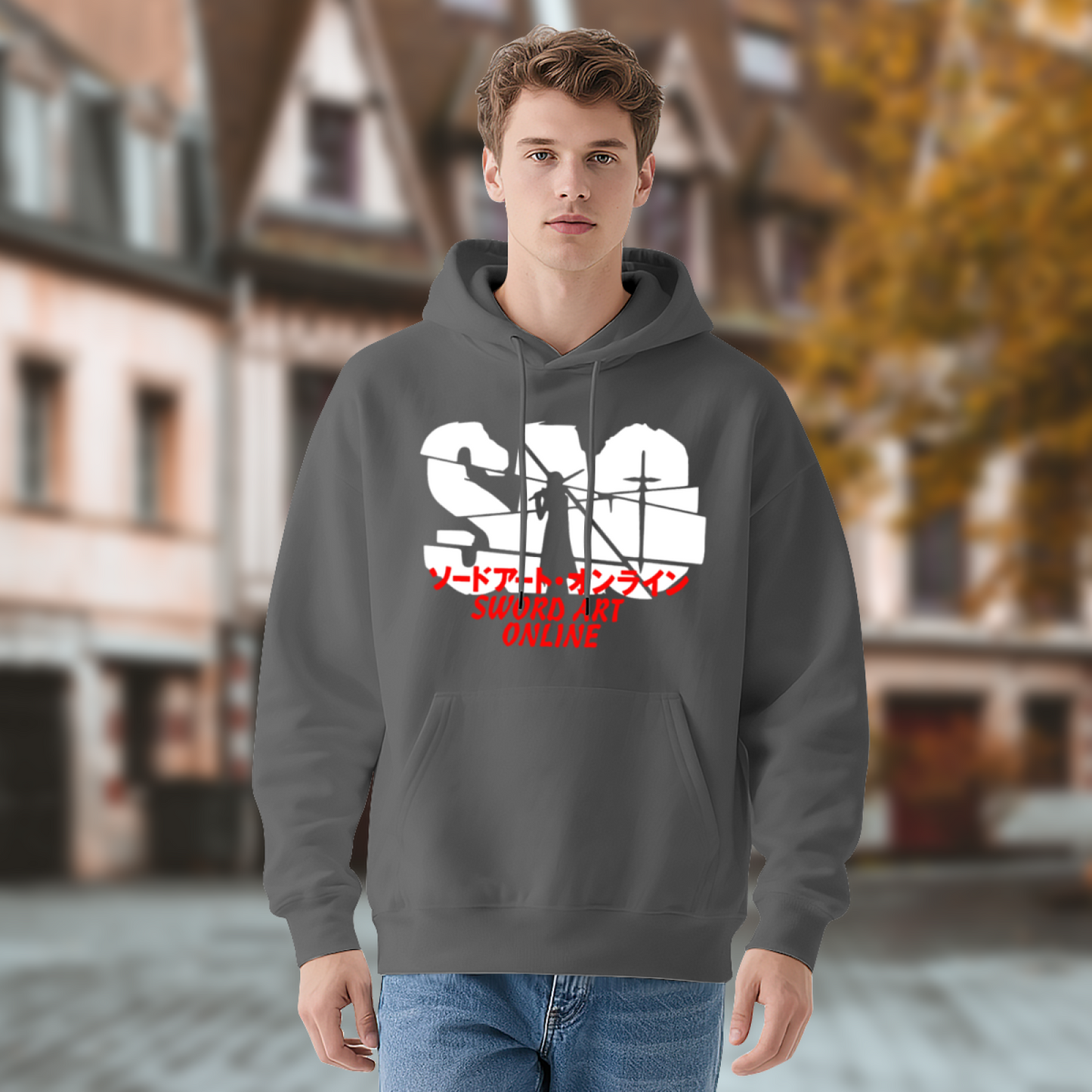 SAO Sword Art Online Anime Gray Hoodie, Unisex Loose Comfort Sweatshirt