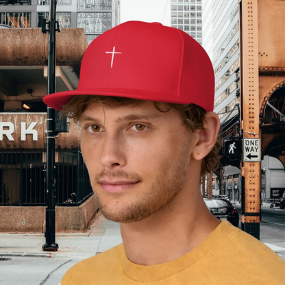 Simple White Cross Faith Red Minimalist Snapback Sun Hat