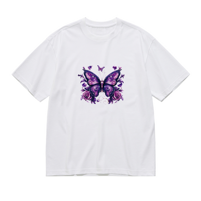 Glam Purple Diamond Butterfly Rose Plus Size Women¡¯s T-Shirt
